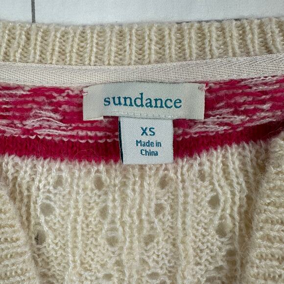 Sundance Sweater Womens XS Pink Brixen Fair Isle Pointelle Wool Blend Bohemian - Picture 4 of 8